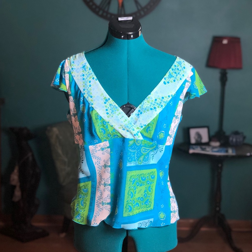 Blue and Green Top